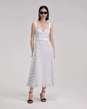 Polka Dot Chiffon Midi Dress