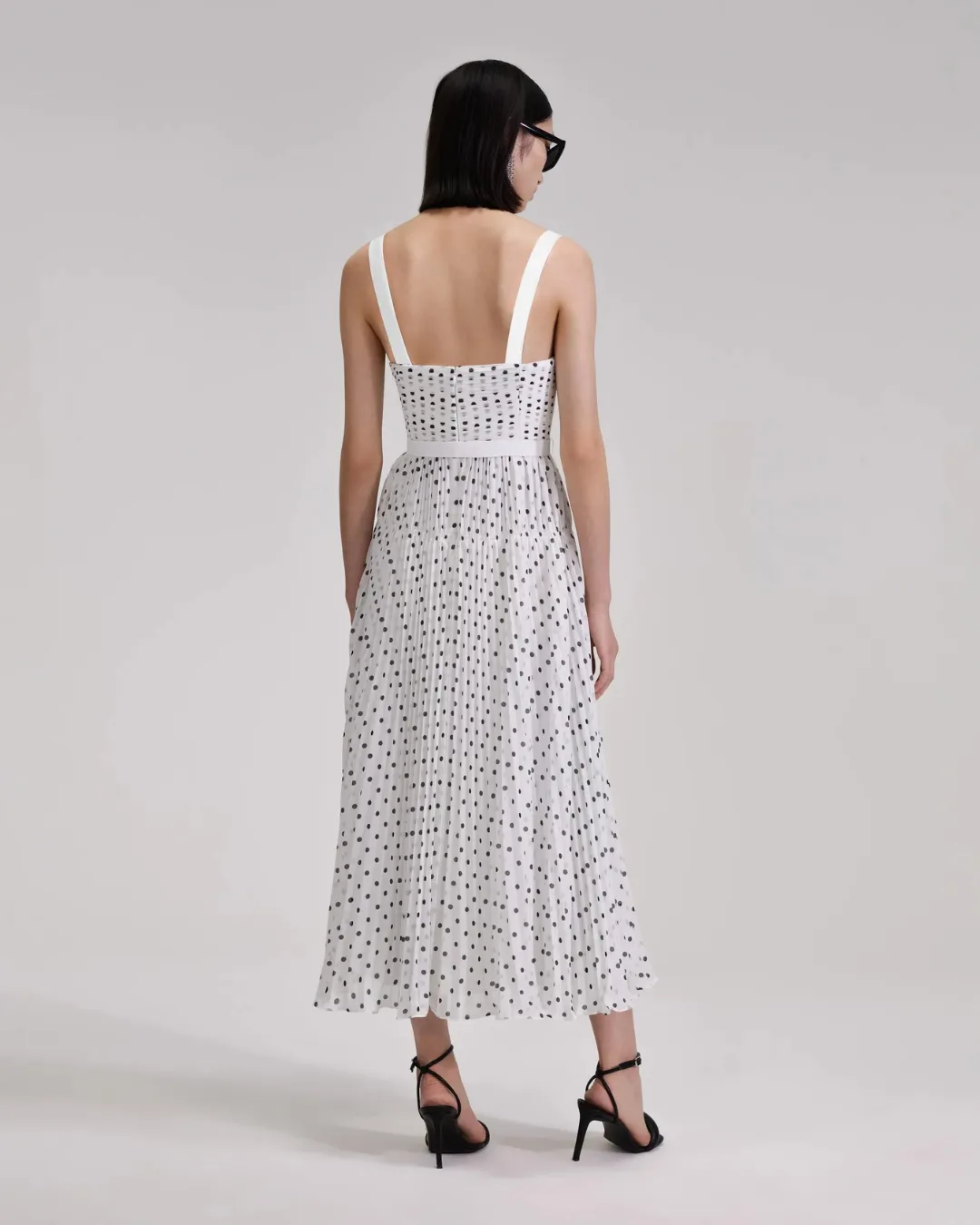 Polka Dot Chiffon Midi Dress