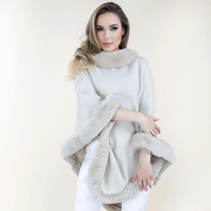 Poncho Fur Trim for Women