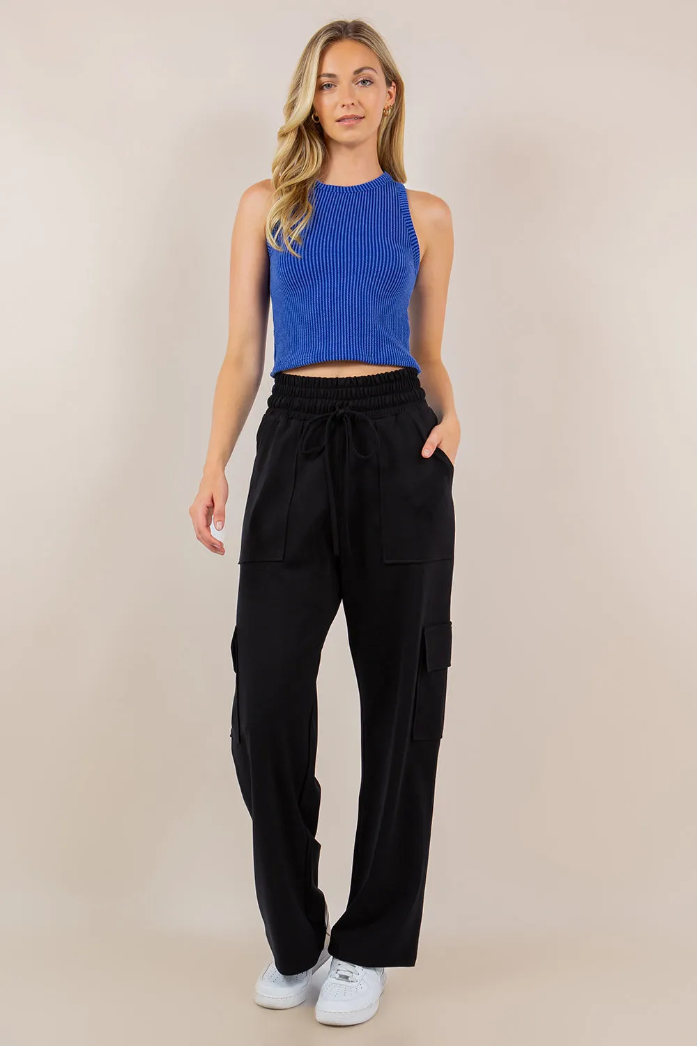 Ponte Stretch Cargo Pants In Five Colors