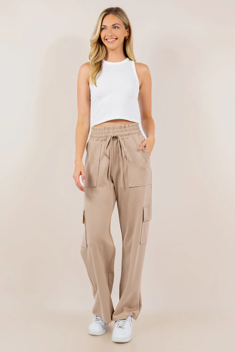 Ponte Stretch Cargo Pants In Five Colors