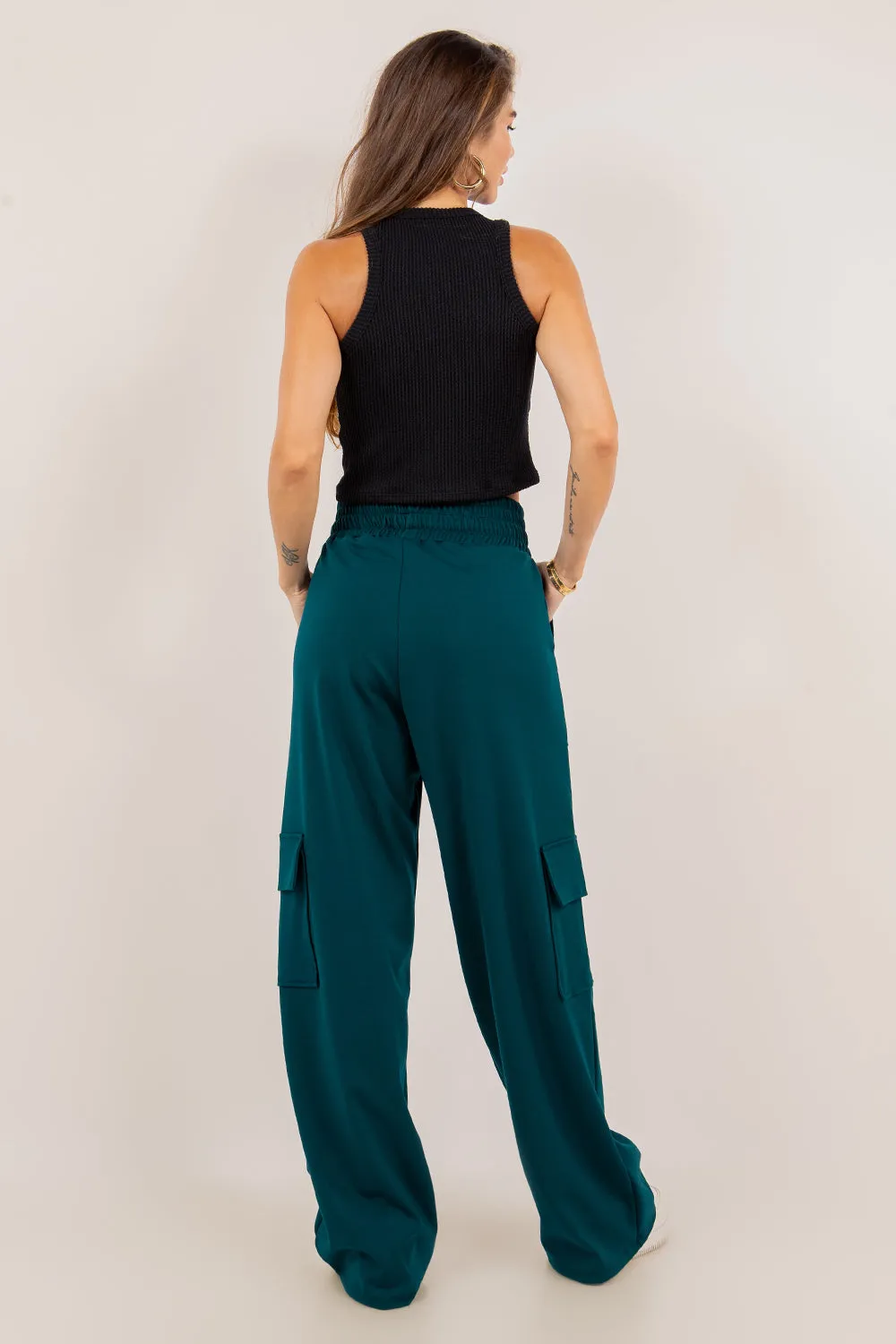 Ponte Stretch Cargo Pants In Five Colors