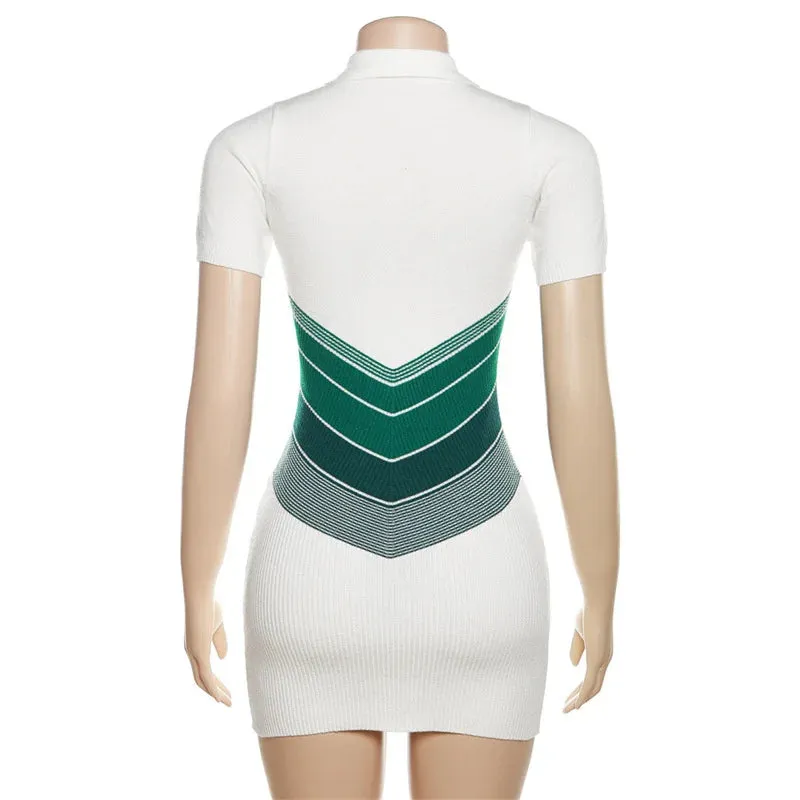 Pre Order:  Chevron Polo Knit Midi Dress