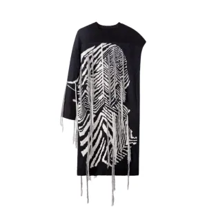 Pre Order:  Contrast Stripes Tasseled Sweater Dress