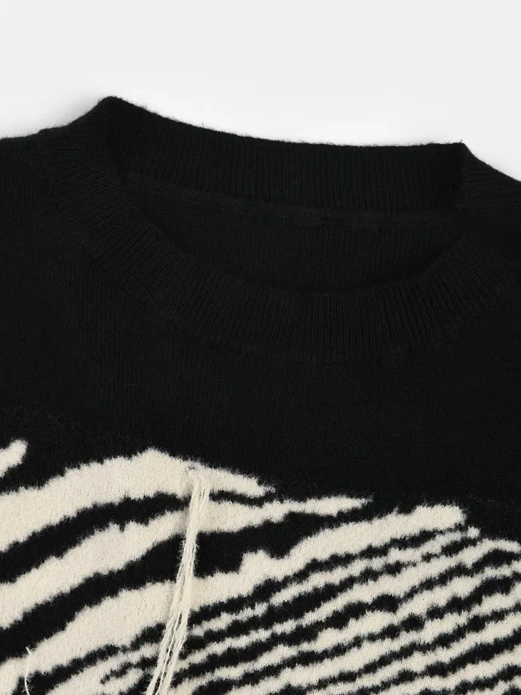 Pre Order:  Contrast Stripes Tasseled Sweater Dress