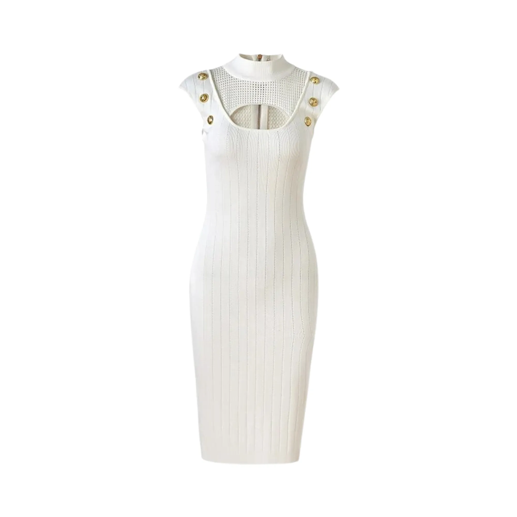 Pre Order:  Cut-out Mesh Spliced Midi Dress