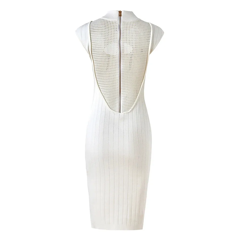 Pre Order:  Cut-out Mesh Spliced Midi Dress