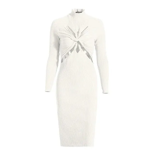 Pre Order:  Front Cross Knot Knit Dress