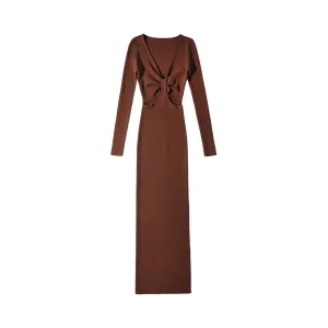 Pre Order:  Front Knot Knitted Midi Dress