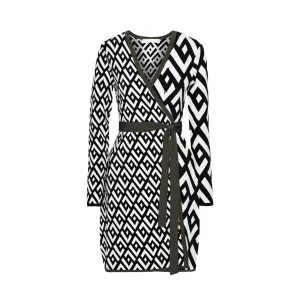 Pre Order:  Geometric Lace-Up Mini Wrap Dress