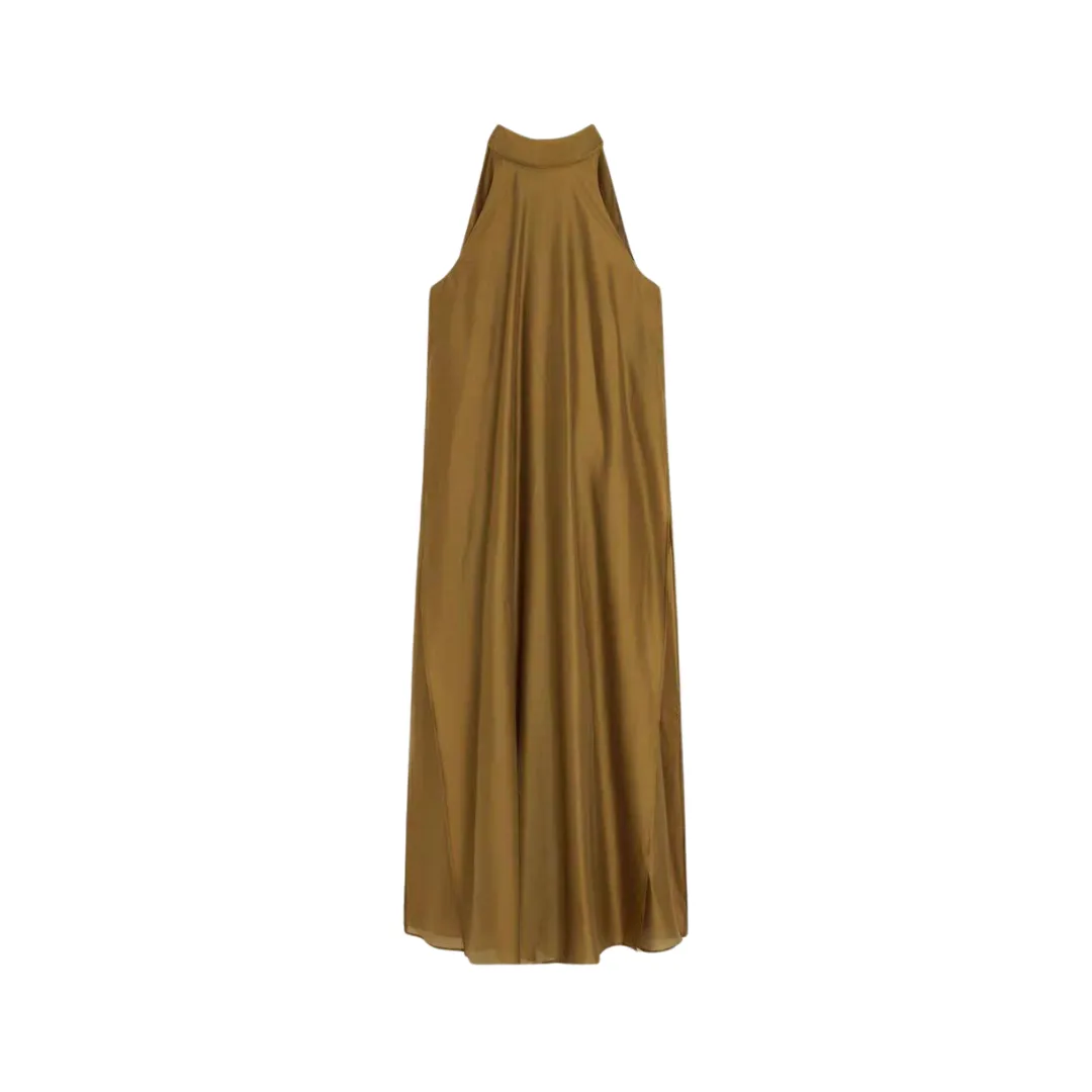 Pre Order:  Loose Fit Racer Neck A-Line Drape Maxi Dress