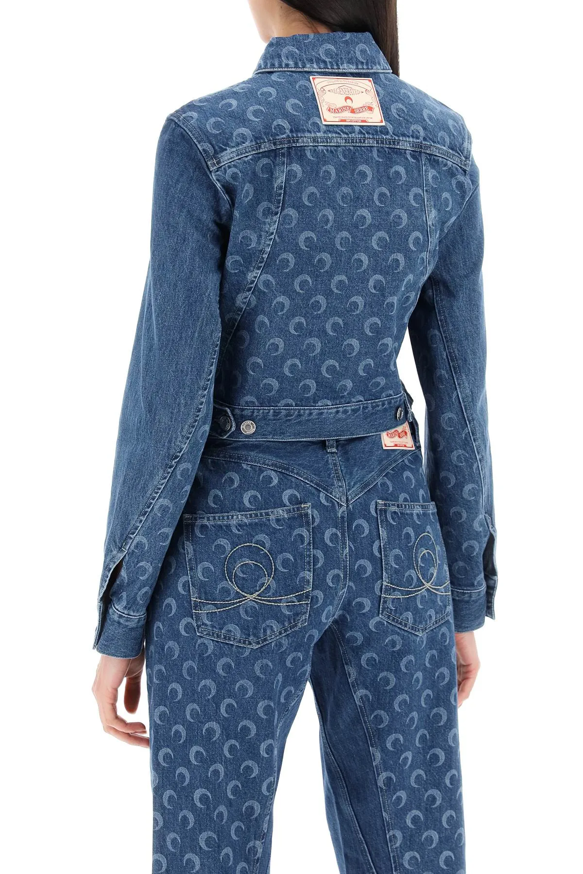 "denim regenerated all over moon jacket