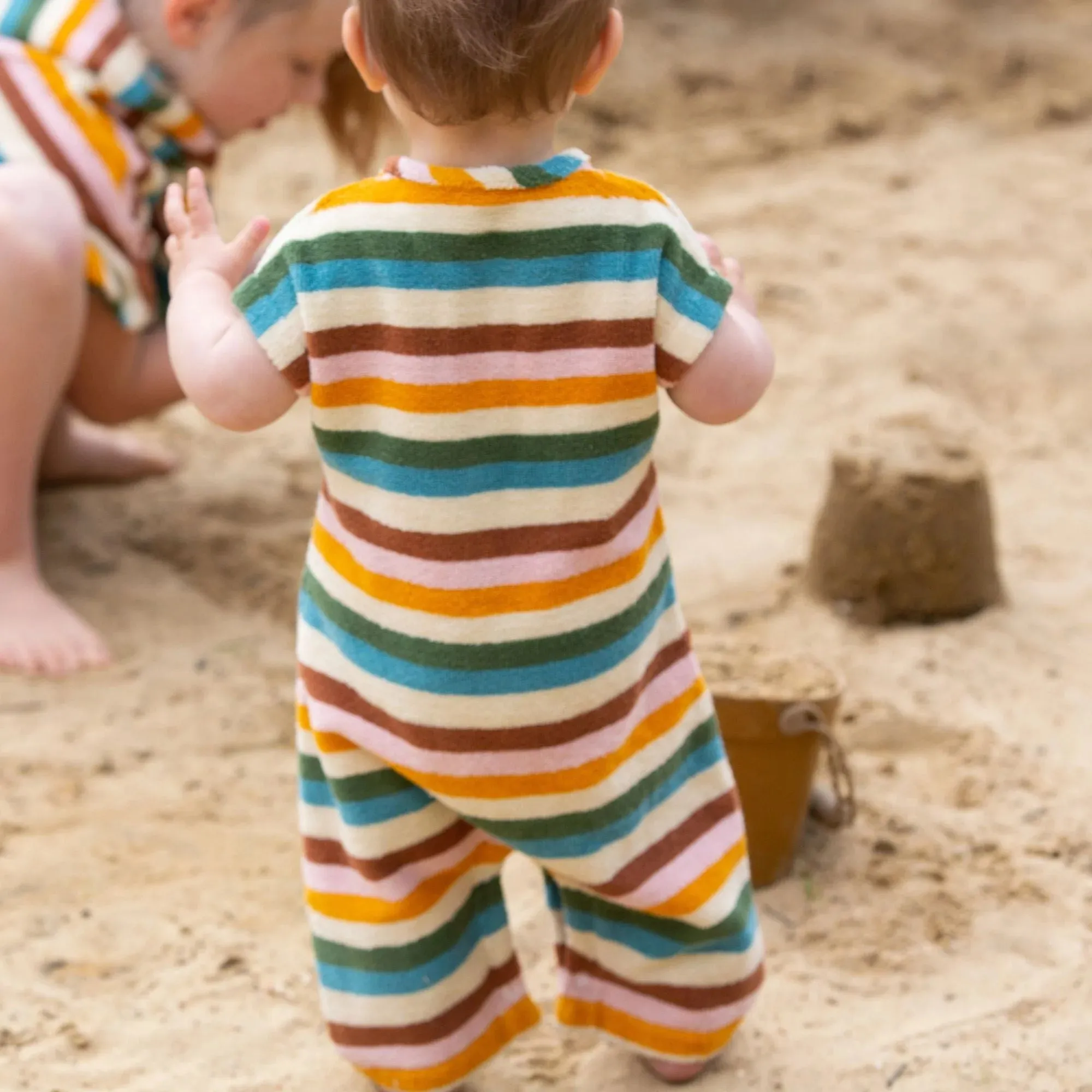 Rainbow Stripe Towelling Romper