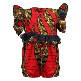 RED BABY GIRLS ANKARA ROMPER