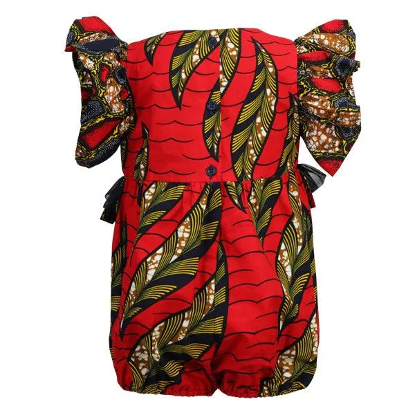 RED BABY GIRLS ANKARA ROMPER