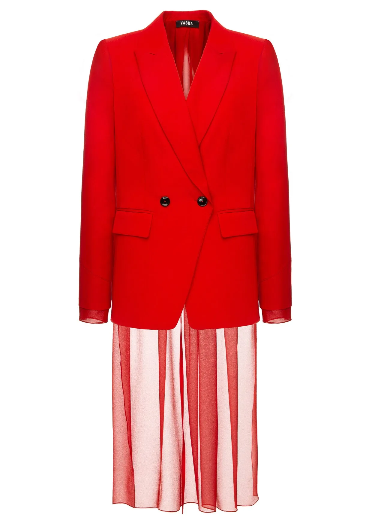 Red Sheer Back Chiffon-Gabardine Blazer Jacket