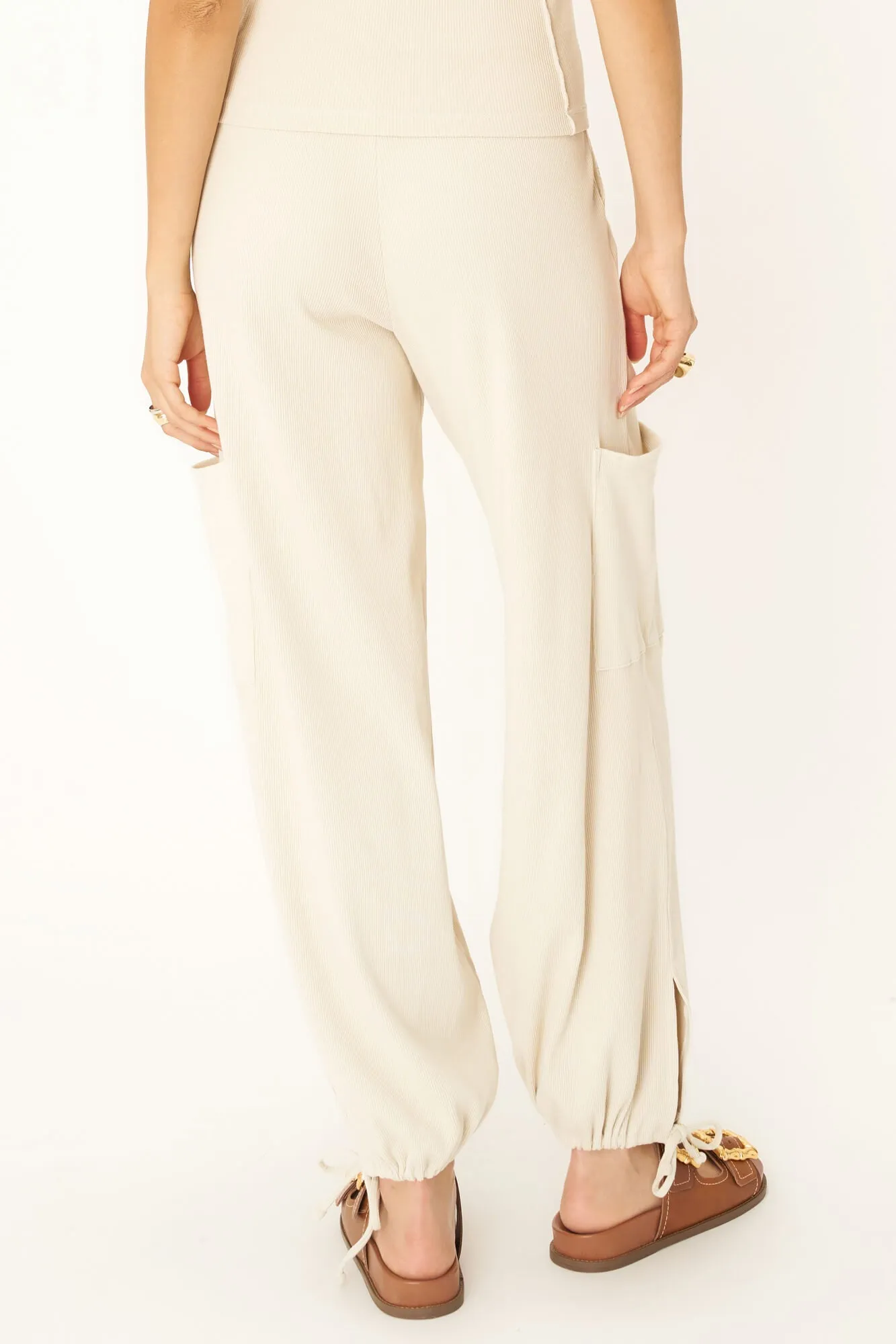 Reilley Rib Parachute Pant - Oat Milk