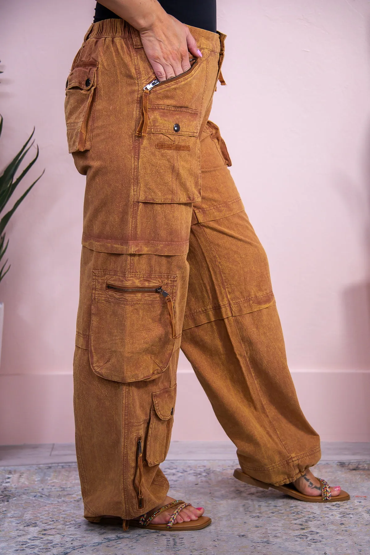 Remember Your Roots Camel Cargo Pants - PNT1580CA