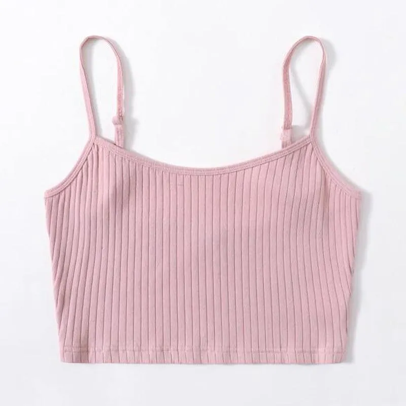 Rib-knit cropped cotton Cami