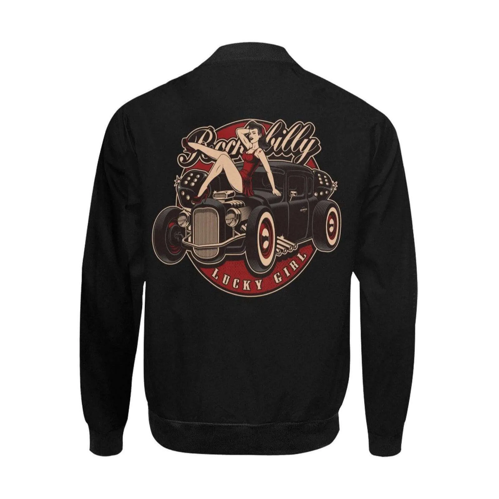 ROCKABILLY LUCKY GIRL Men's Hot Rod Bomber Jacket [IN STOCK]