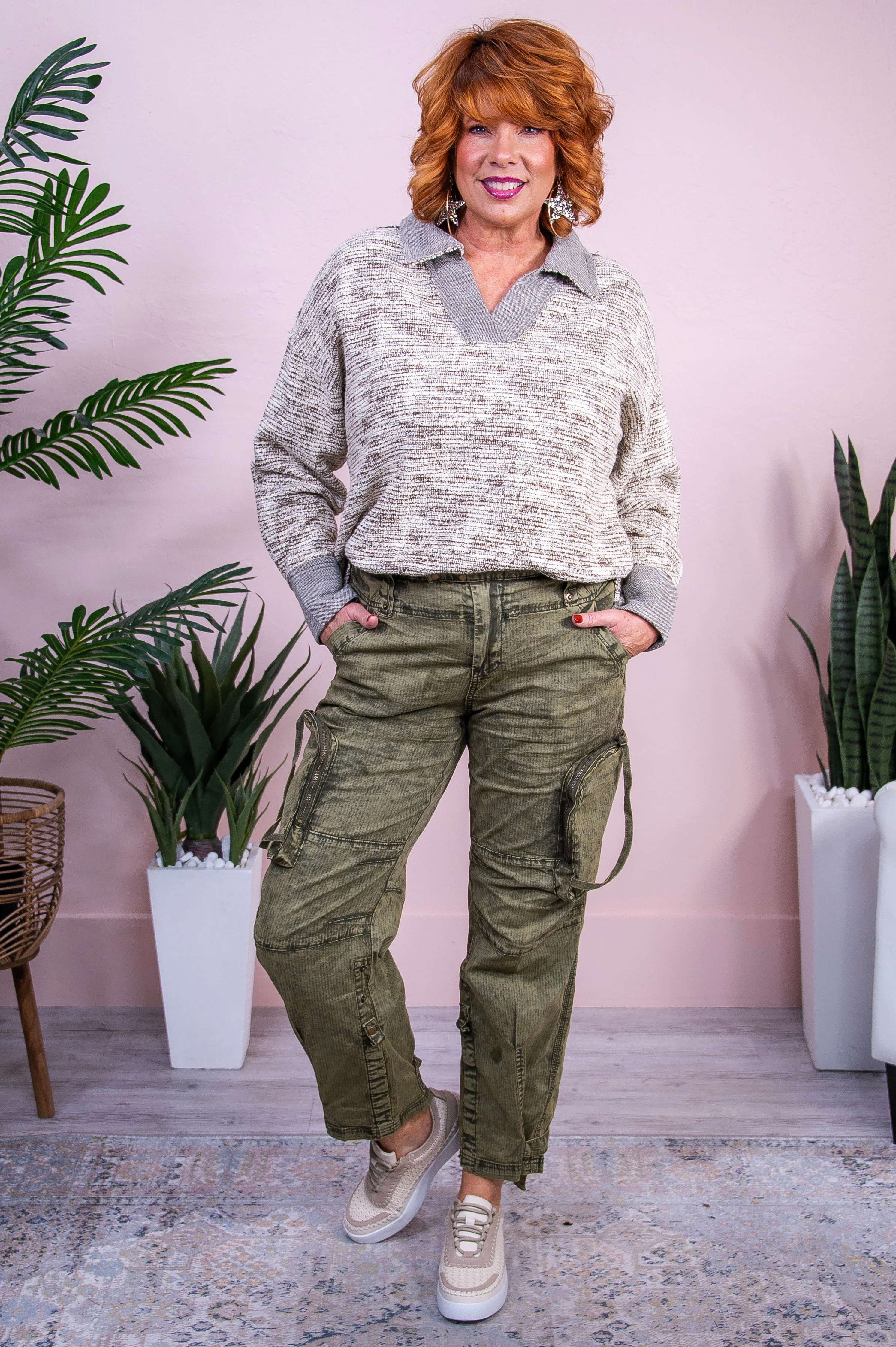 Rustic Cowgirl Olive Solid Cargo Pants - PNT1705OL