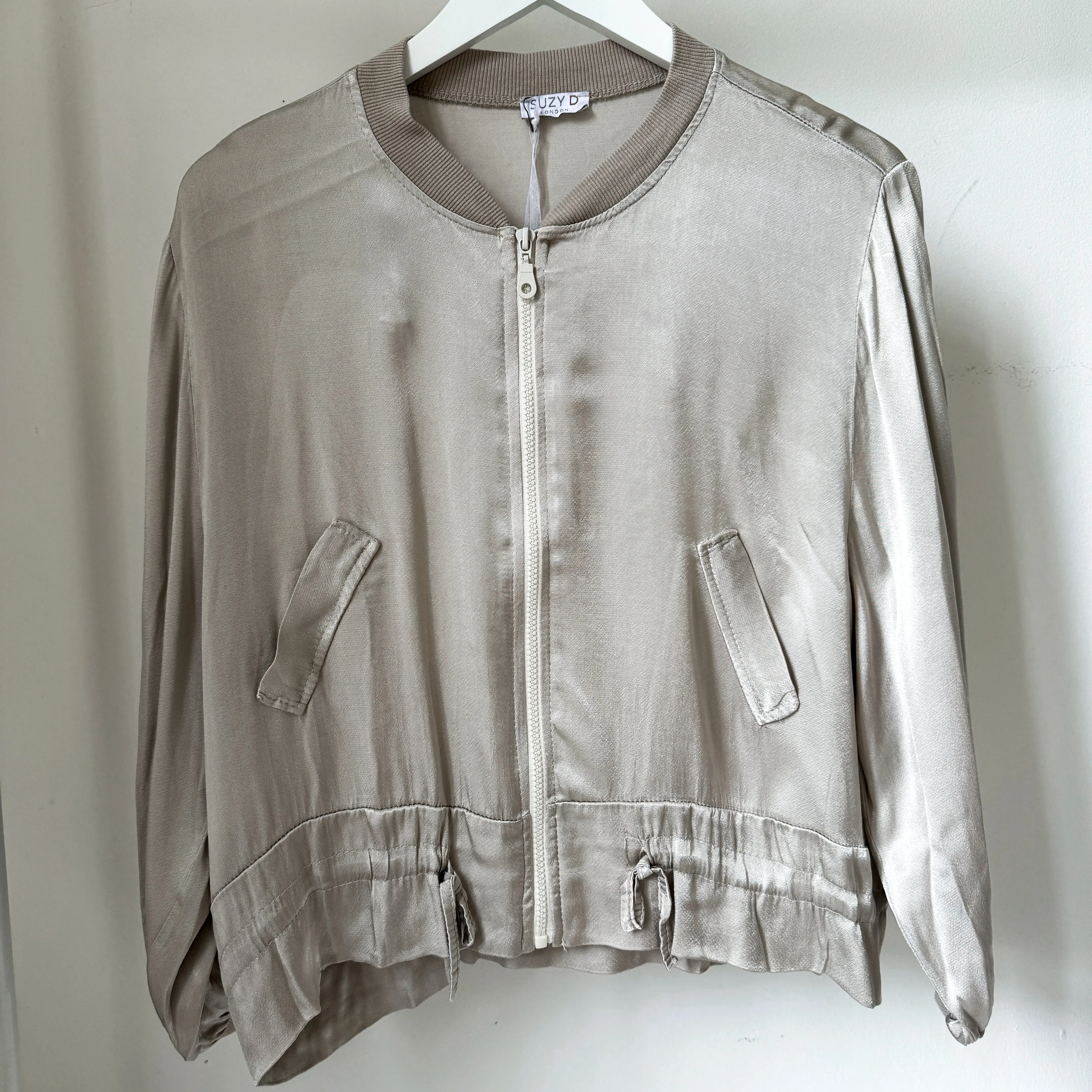 SILVER CHAMPAGNE Satin bomber top  *NEW*