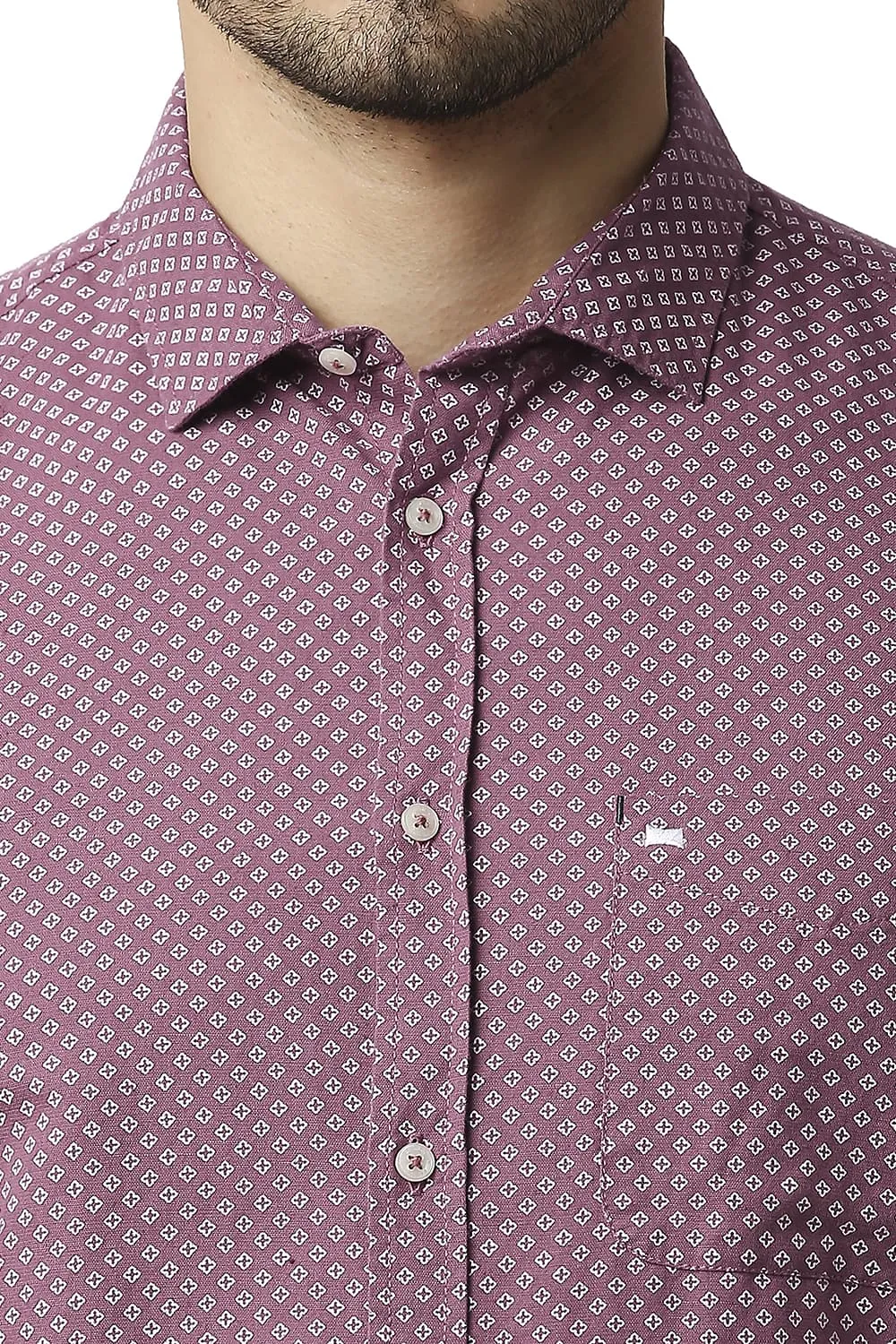 Slim Fit Cotton Linen Printed Halfsleeves Shirt