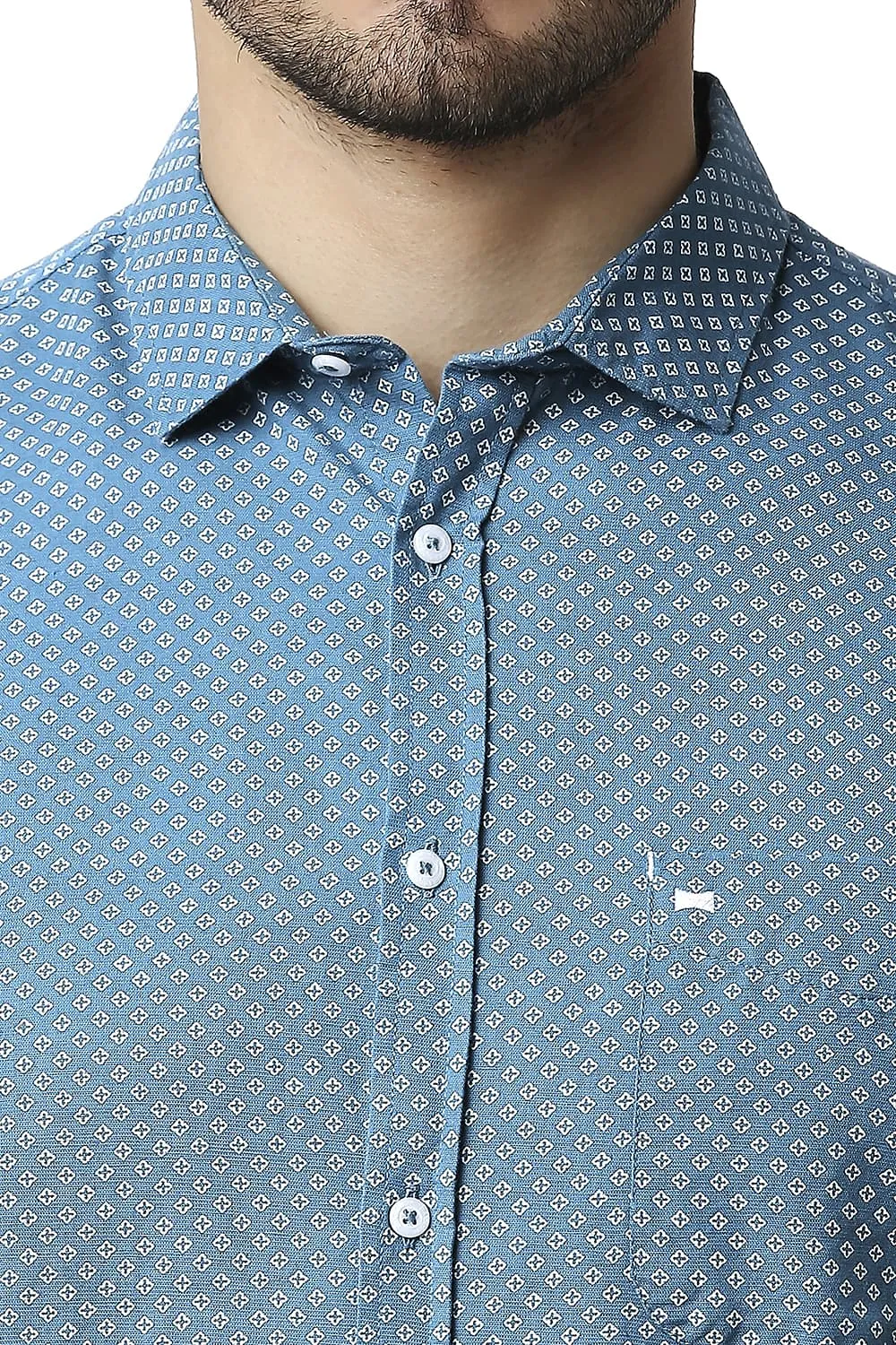 Slim Fit Cotton Linen Printed Halfsleeves Shirt