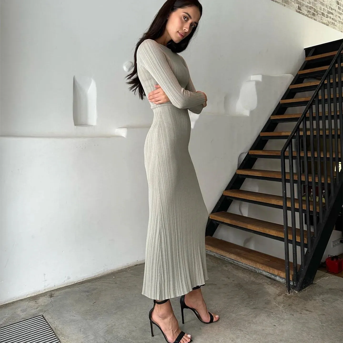 Slim Knit High Waist Maxi Dress