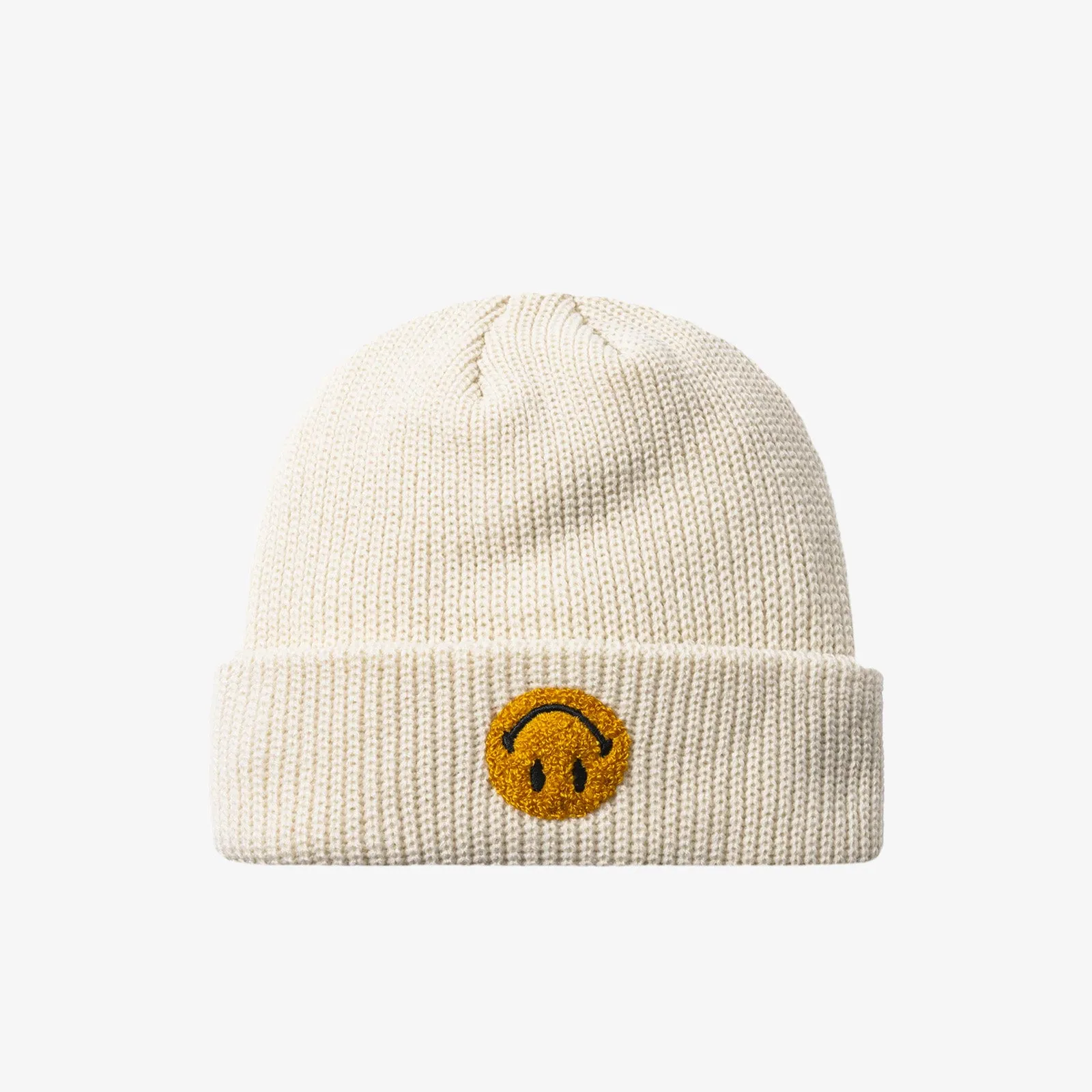 Smiley Upside Down Beanie - Ecru