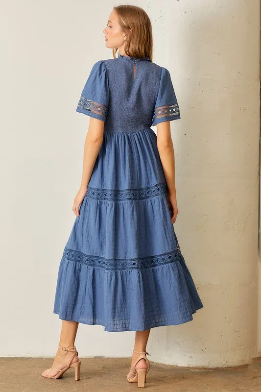 Smocked Maxi Dress Dusty Blue