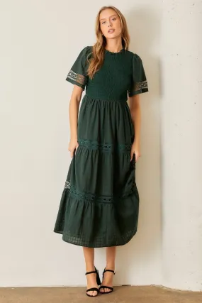 Smocked Maxi Dress Hunter Green