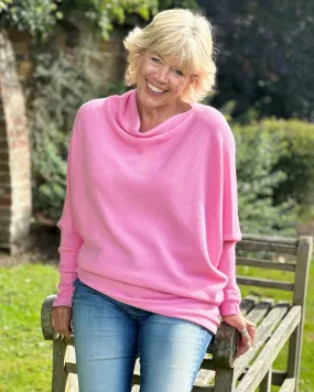 Soft Knit Asymmetric Jumper - Bubblegum Pink