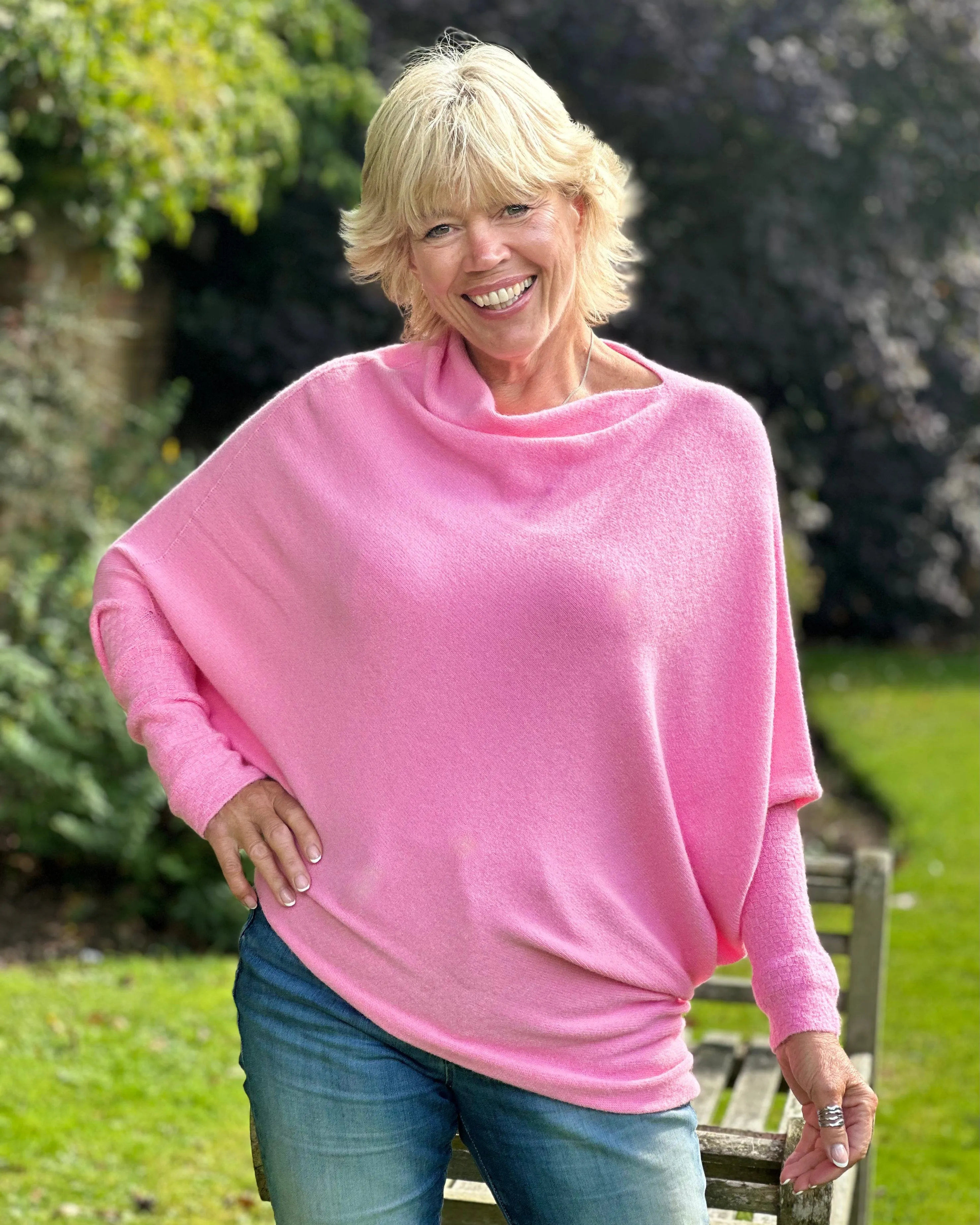 Soft Knit Asymmetric Jumper - Bubblegum Pink