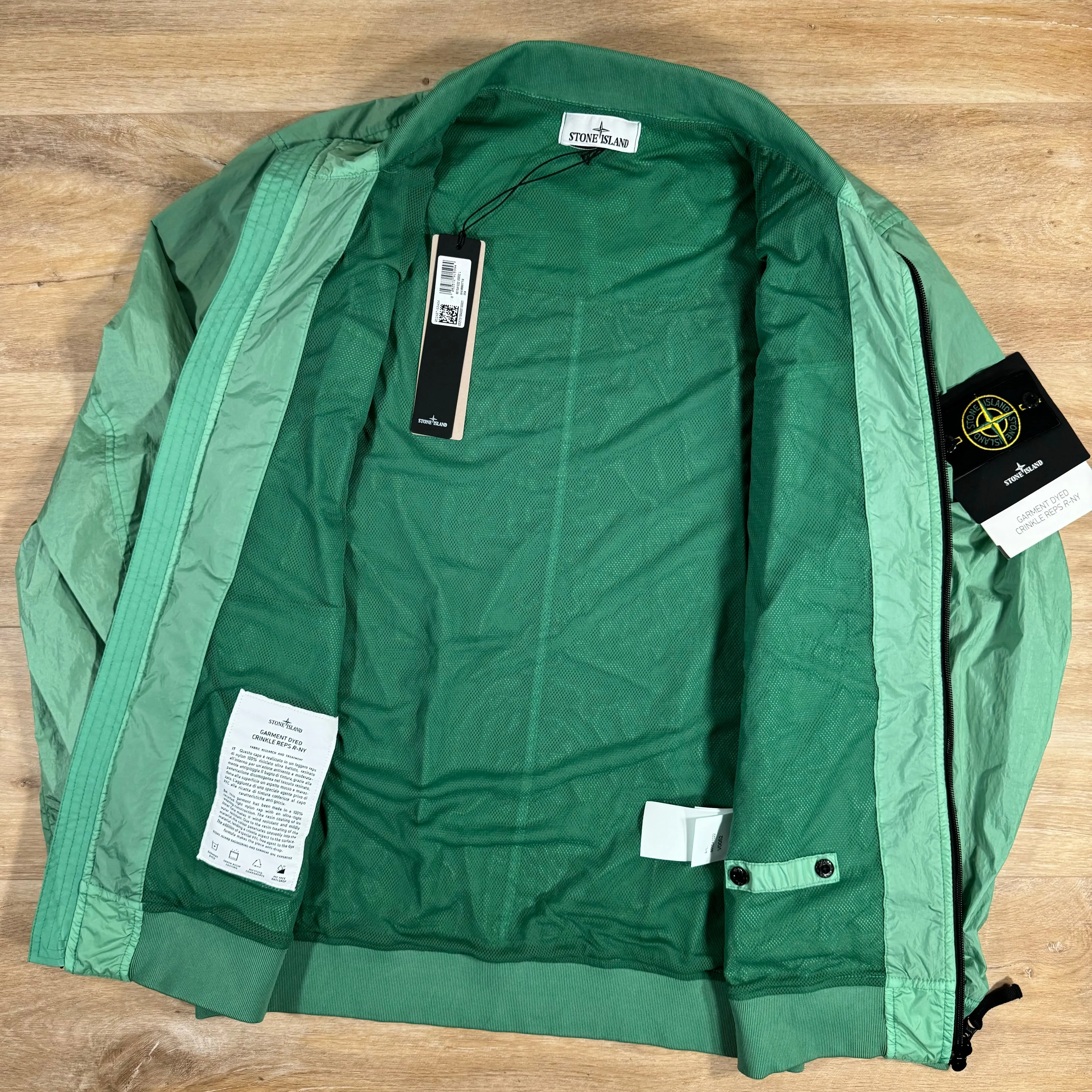 Stone Island Crinkle Reps NY Bomber Jacket in Light Green