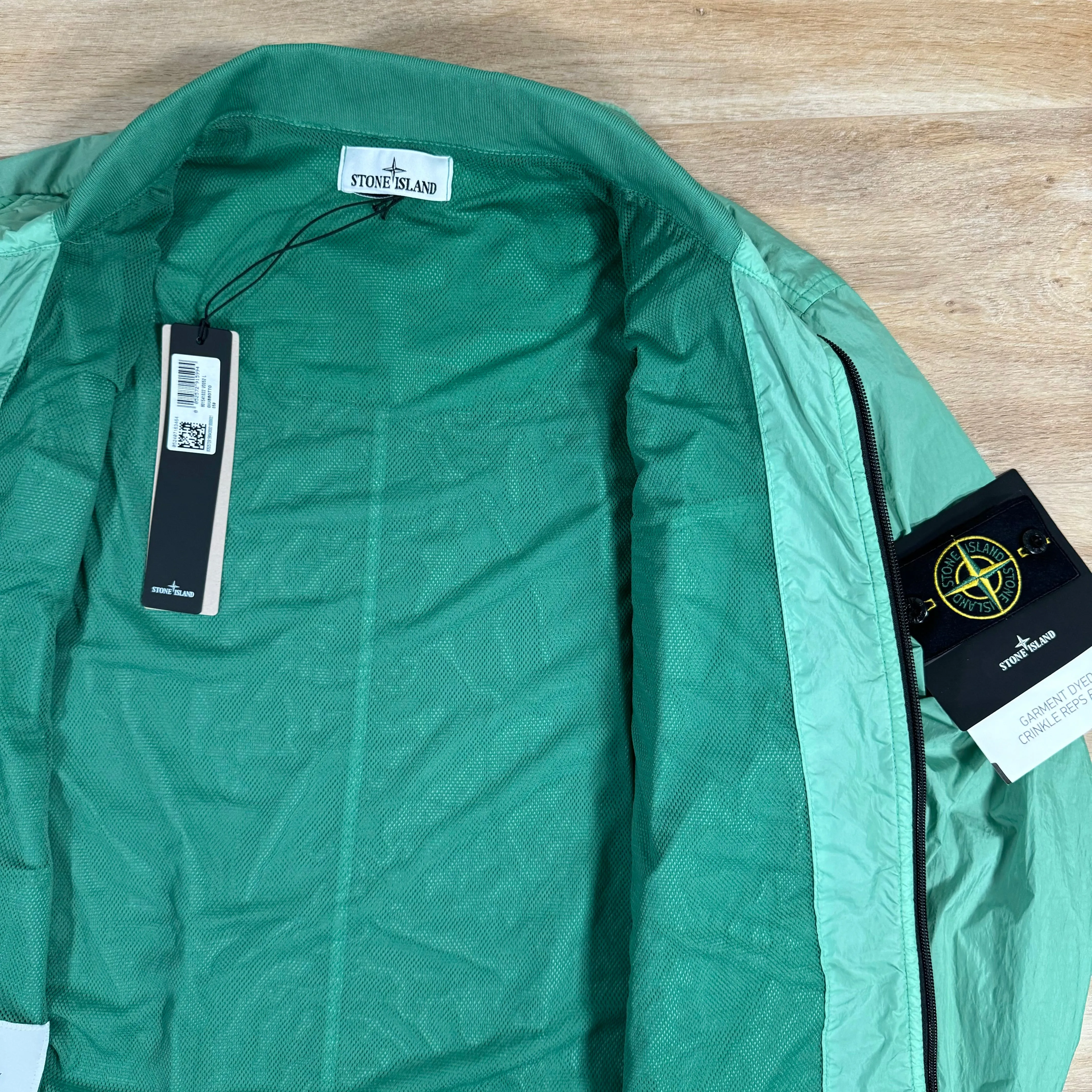 Stone Island Crinkle Reps NY Bomber Jacket in Light Green