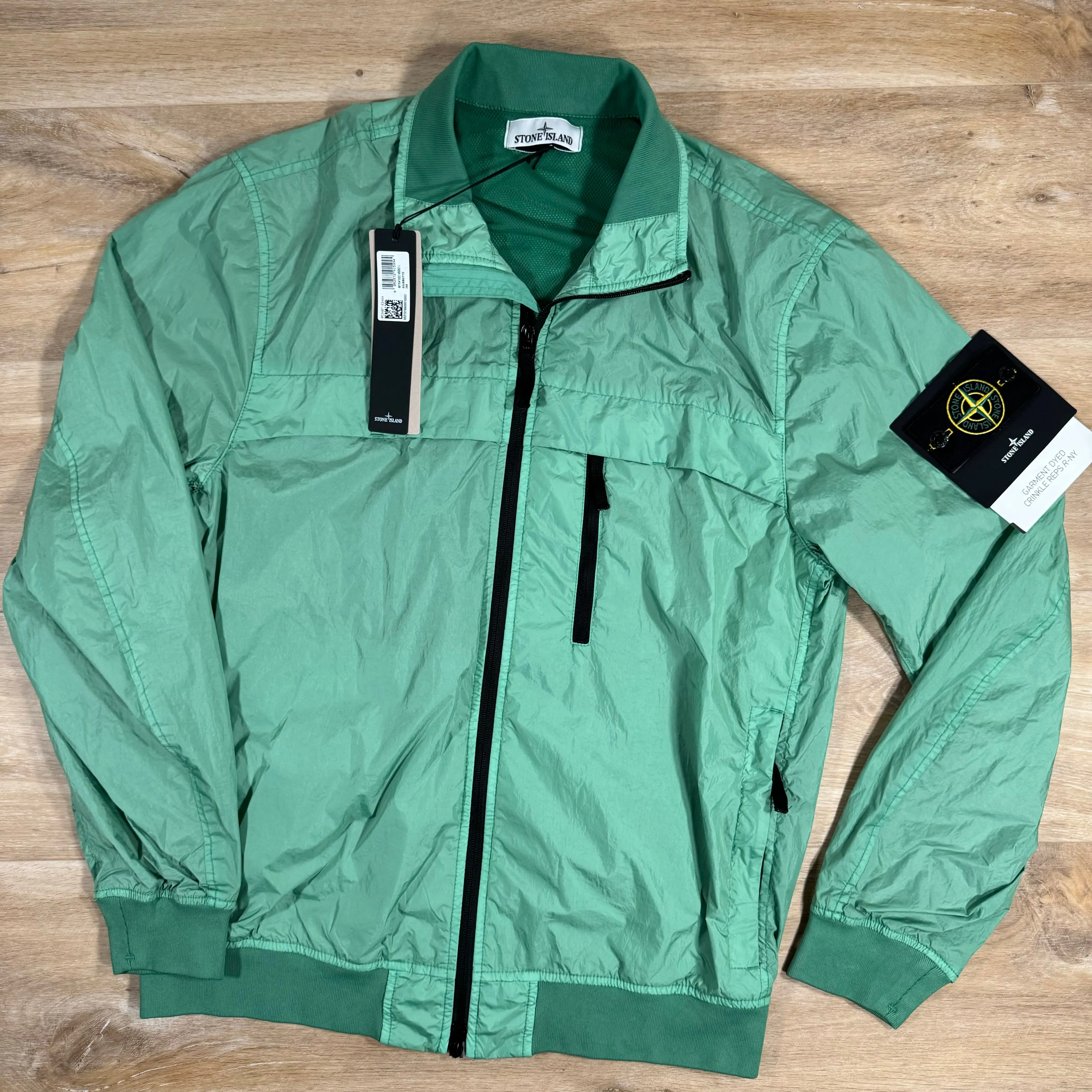 Stone Island Crinkle Reps NY Bomber Jacket in Light Green