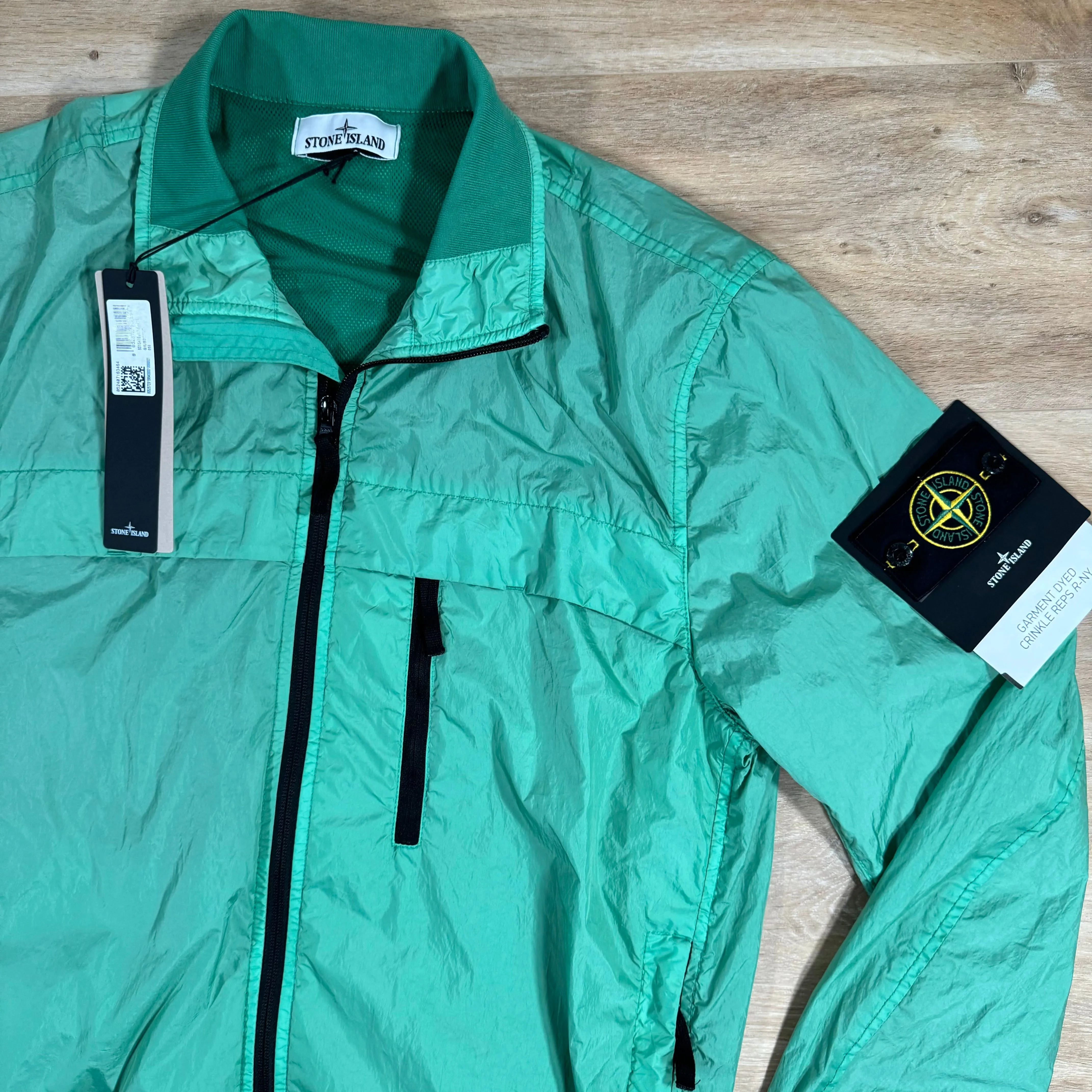 Stone Island Crinkle Reps NY Bomber Jacket in Light Green