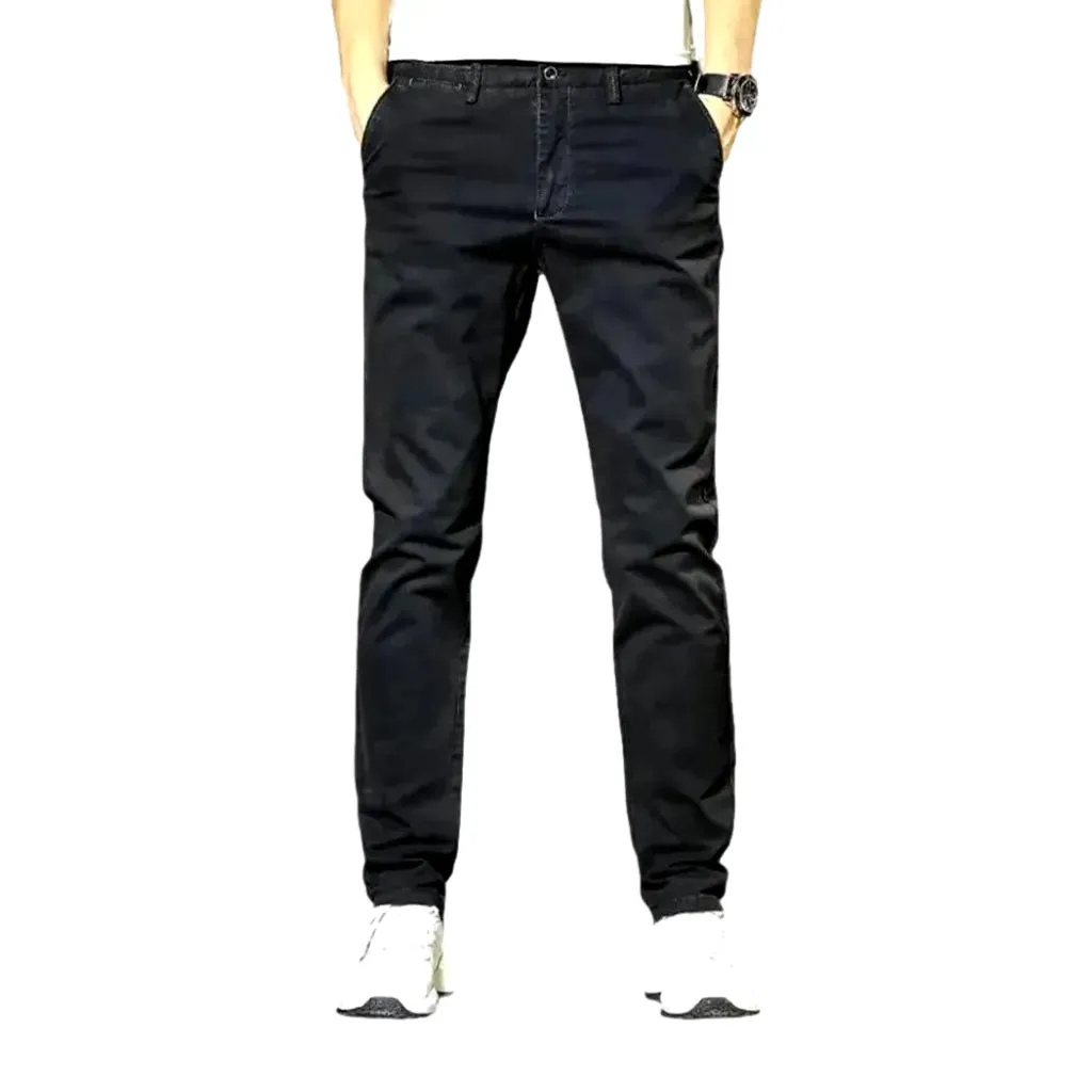 Stretchable mid rise men's denim chinos jeans