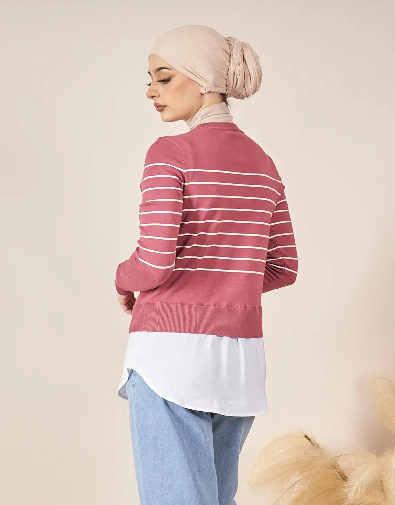 Stripe Knit Chiffon Jumper