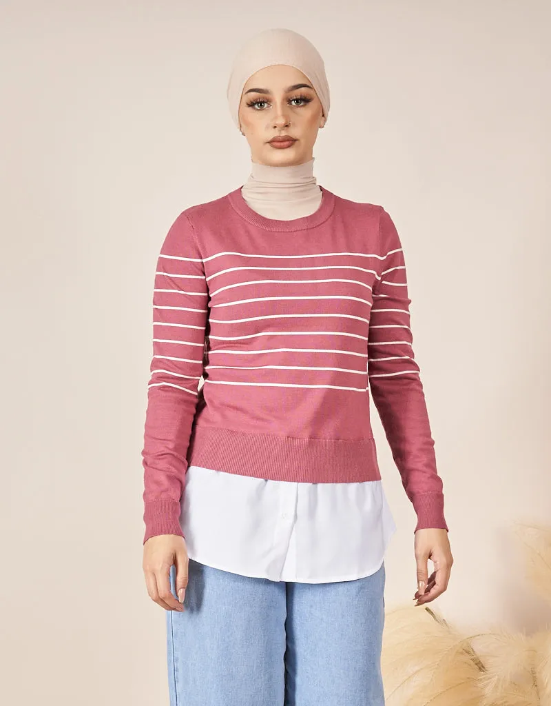 Stripe Knit Chiffon Jumper