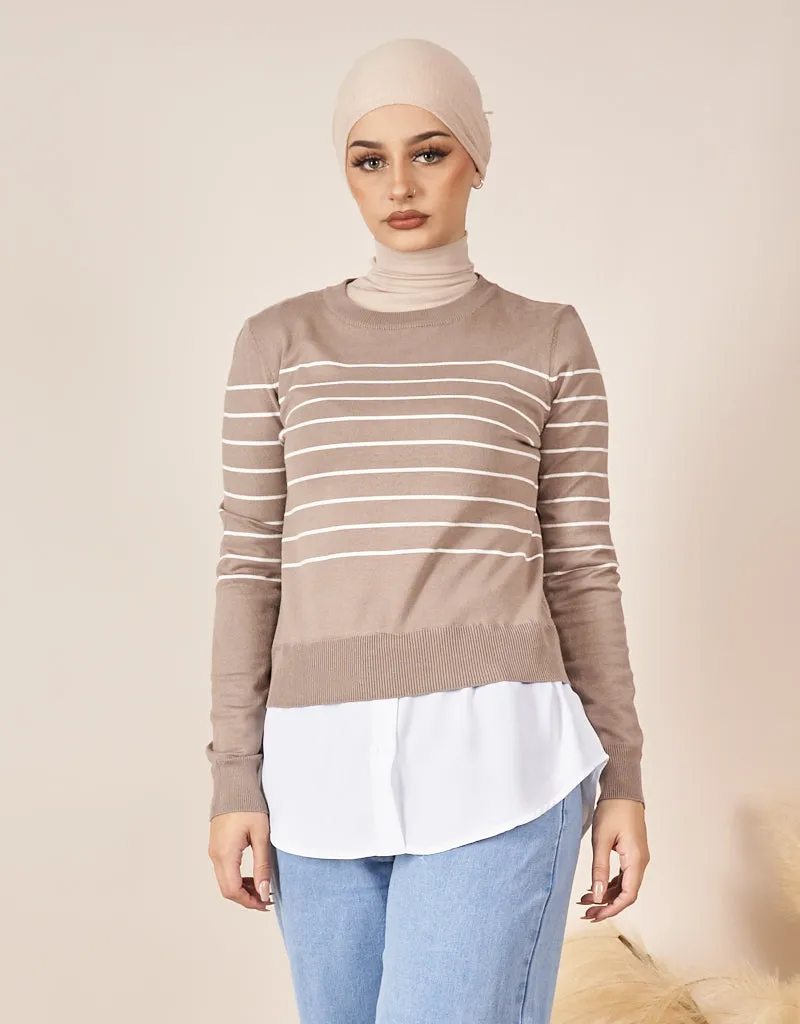 Stripe Knit Chiffon Jumper