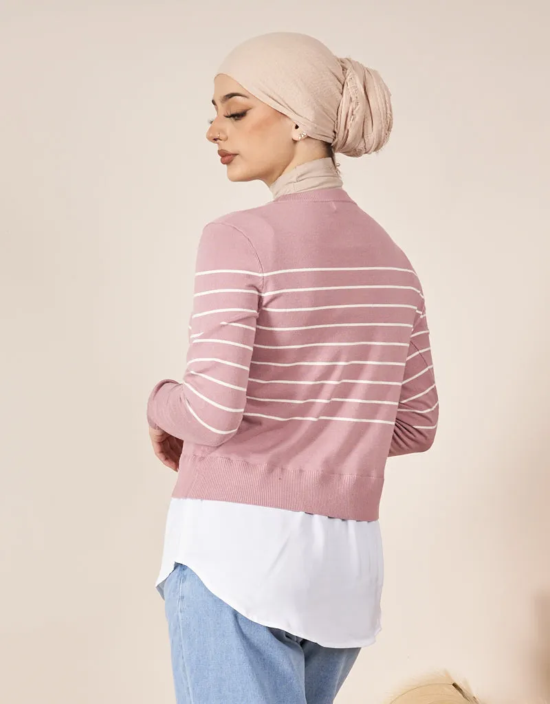 Stripe Knit Chiffon Jumper