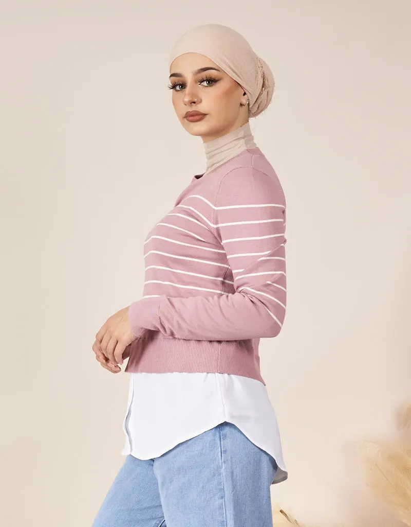 Stripe Knit Chiffon Jumper