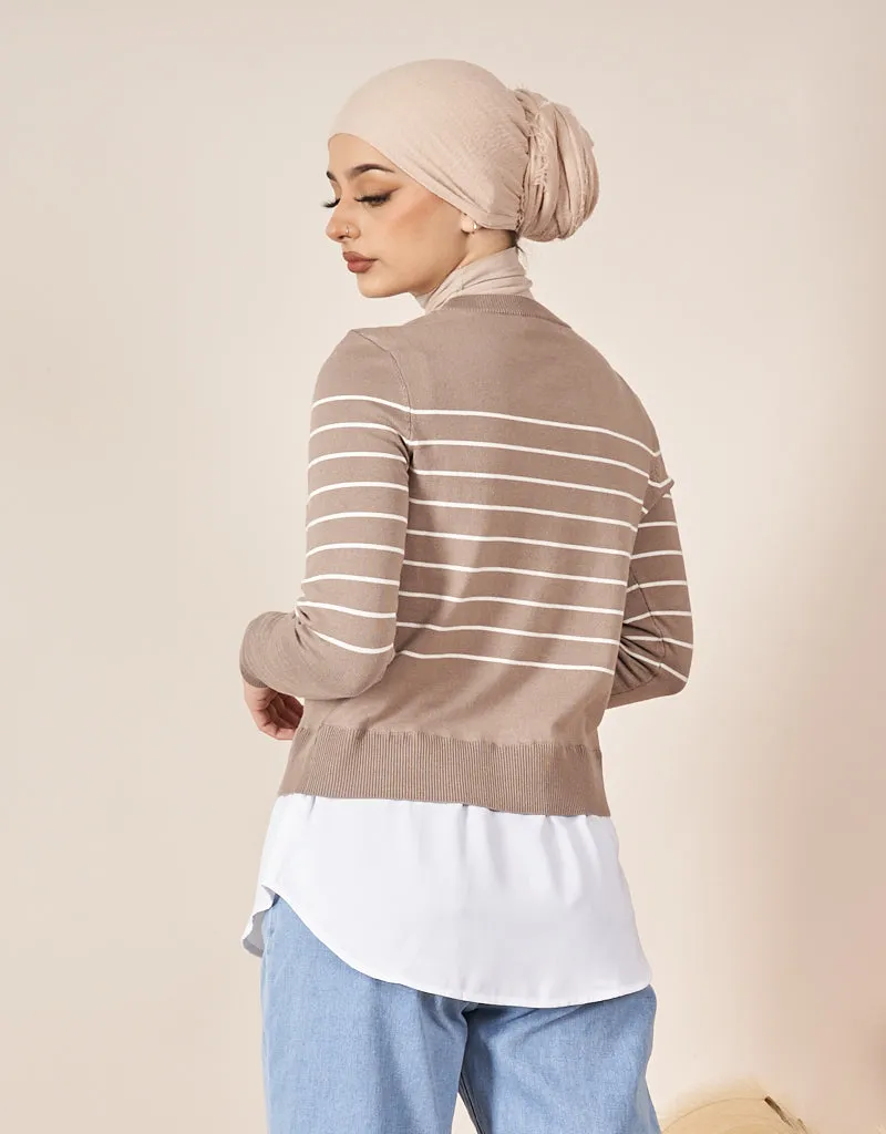 Stripe Knit Chiffon Jumper