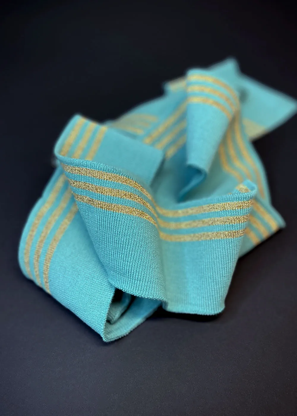 Striped Cotton Rib - Aquamarine   Gold