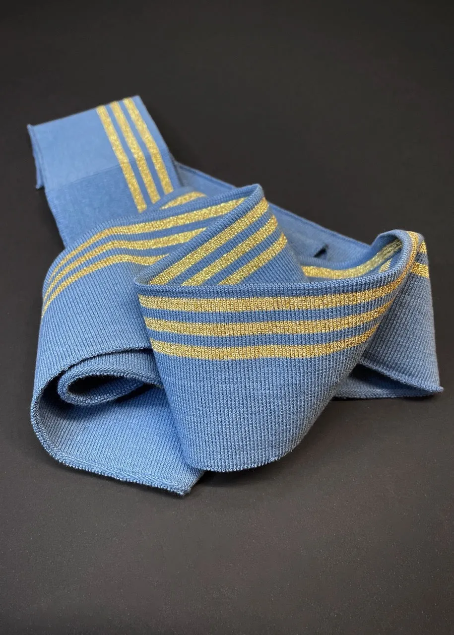 Striped Cotton Rib - Azure Blue   Gold