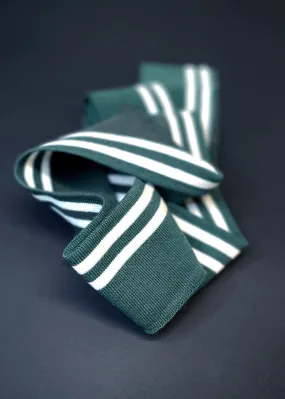 Striped Cotton Rib -  Dark Green   White