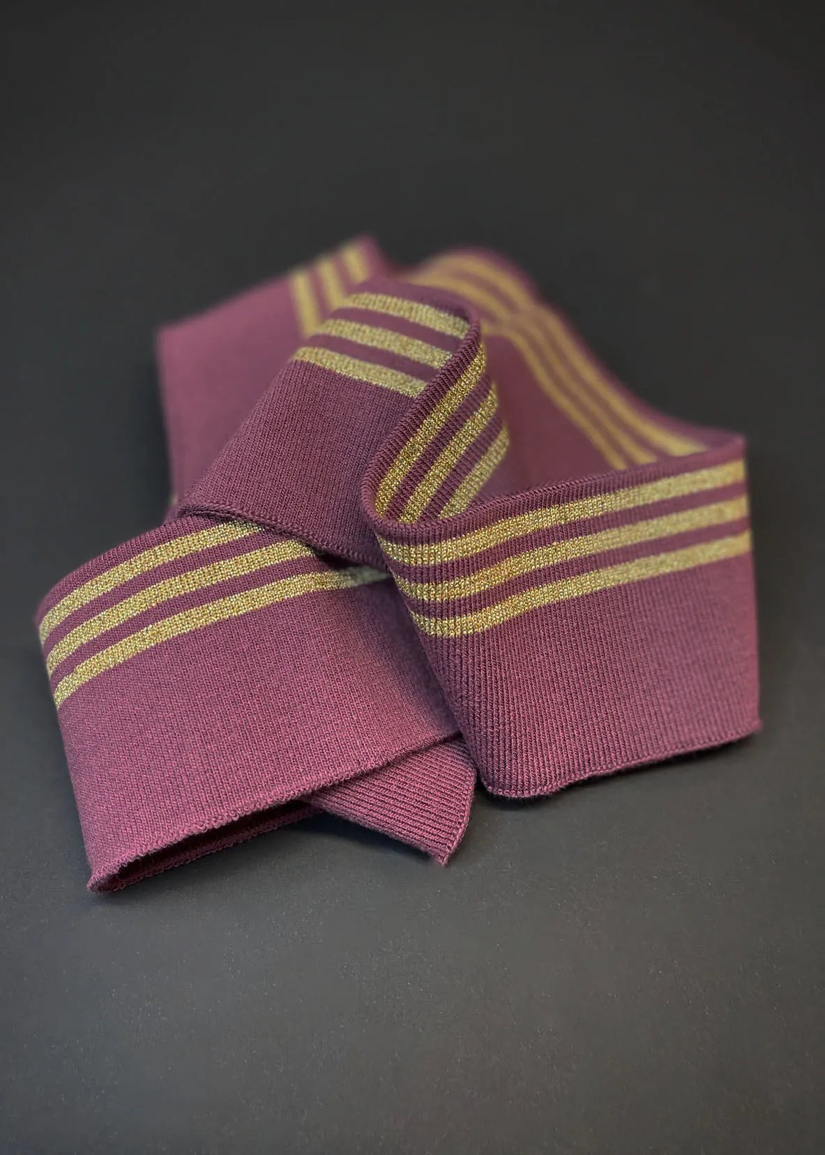 Striped Cotton Rib - Grape   Gold