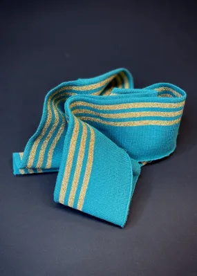 Striped Cotton Rib - Teal   Gold